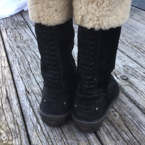 UGG Karyn Silkee Suede Sheepskin Cuff Boots - Picture 7 of 14